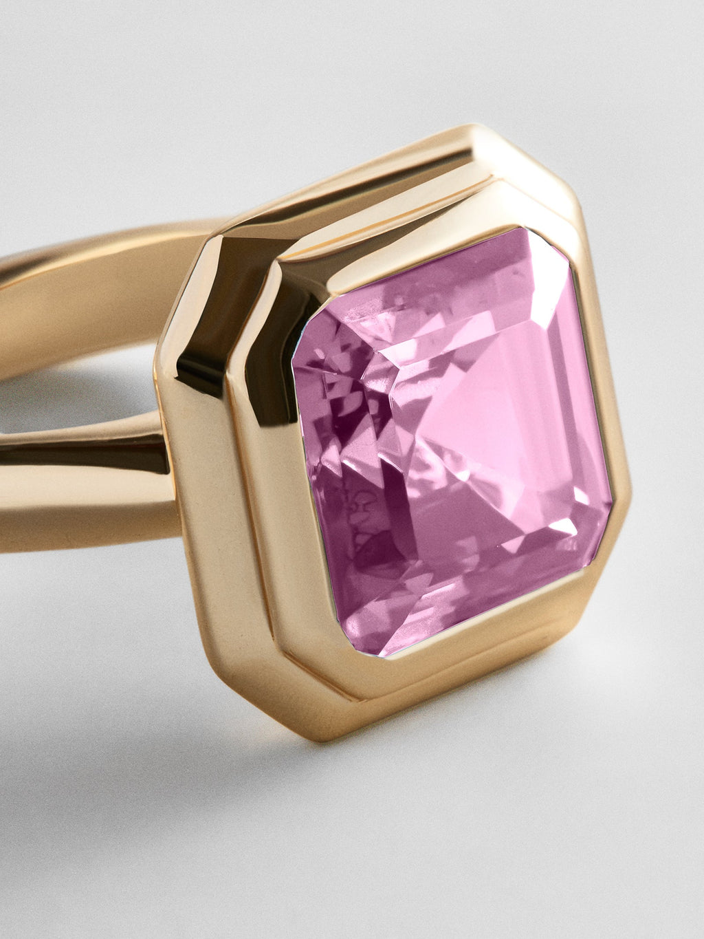 Gold Etched Bezel Custom Birthstone Ring - Rose