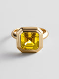 Gold Etched Bezel Custom Birthstone Ring - Topaz