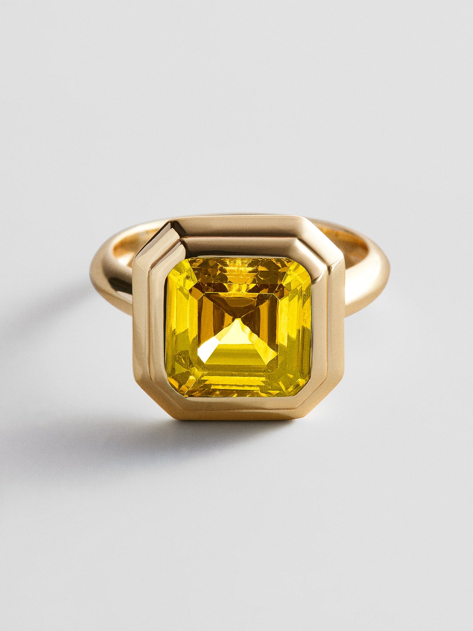 Gold Etched Bezel Custom Birthstone Ring - Topaz