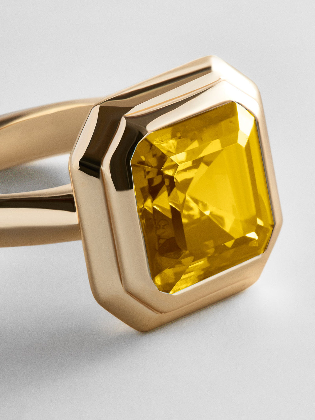 Gold Etched Bezel Custom Birthstone Ring - Topaz