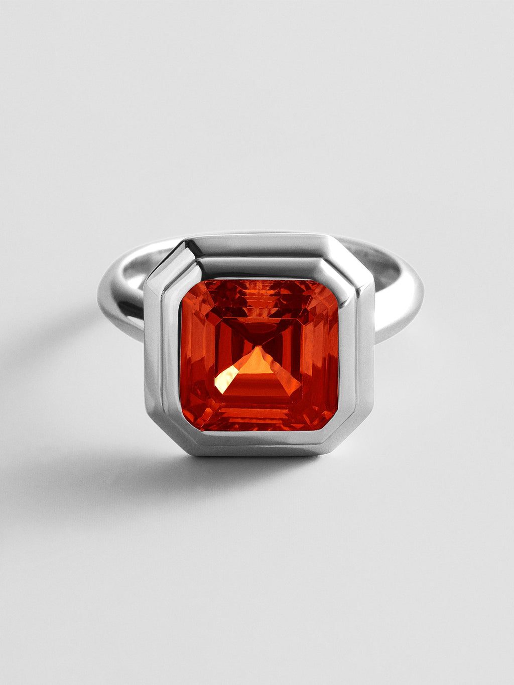 Silver Etched Bezel Custom Birthstone Ring - Garnet