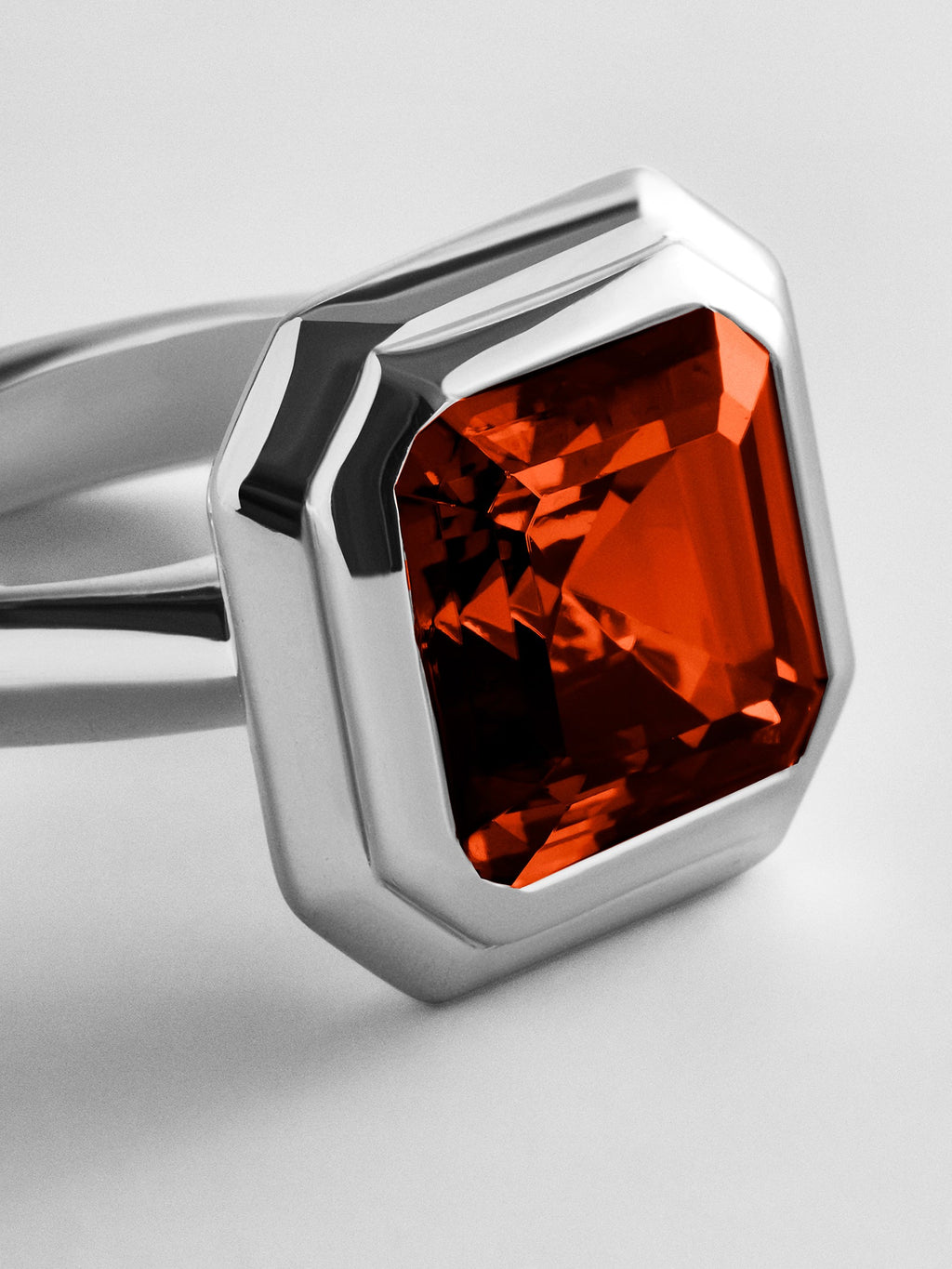 Silver Etched Bezel Custom Birthstone Ring - Garnet