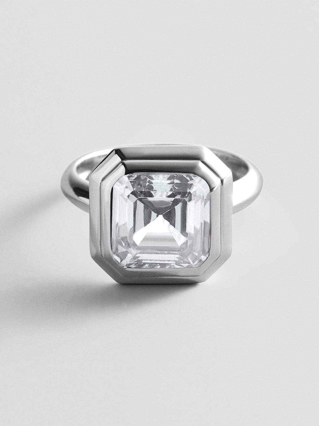Silver Etched Bezel Custom Birthstone Ring - Crystal