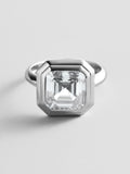 Silver Etched Bezel Custom Birthstone Ring - Crystal