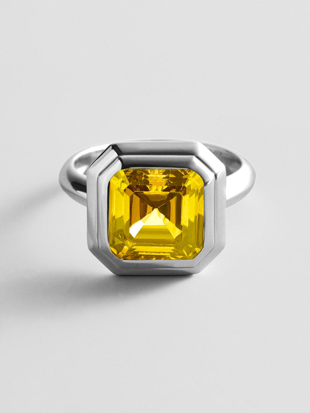 Silver Etched Bezel Custom Birthstone Ring - Topaz