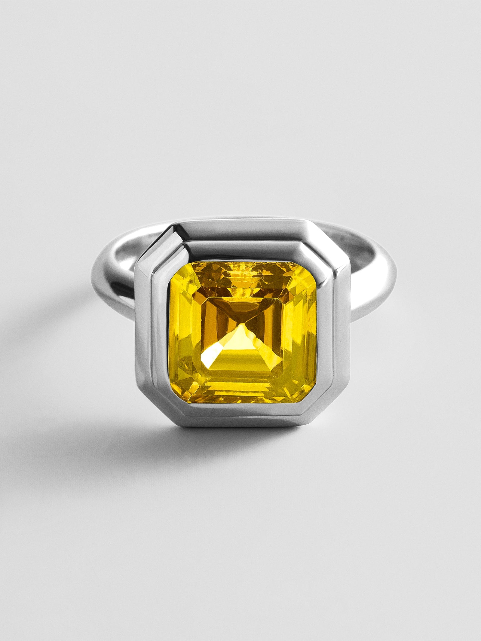 Silver Etched Bezel Custom Birthstone Ring - Topaz