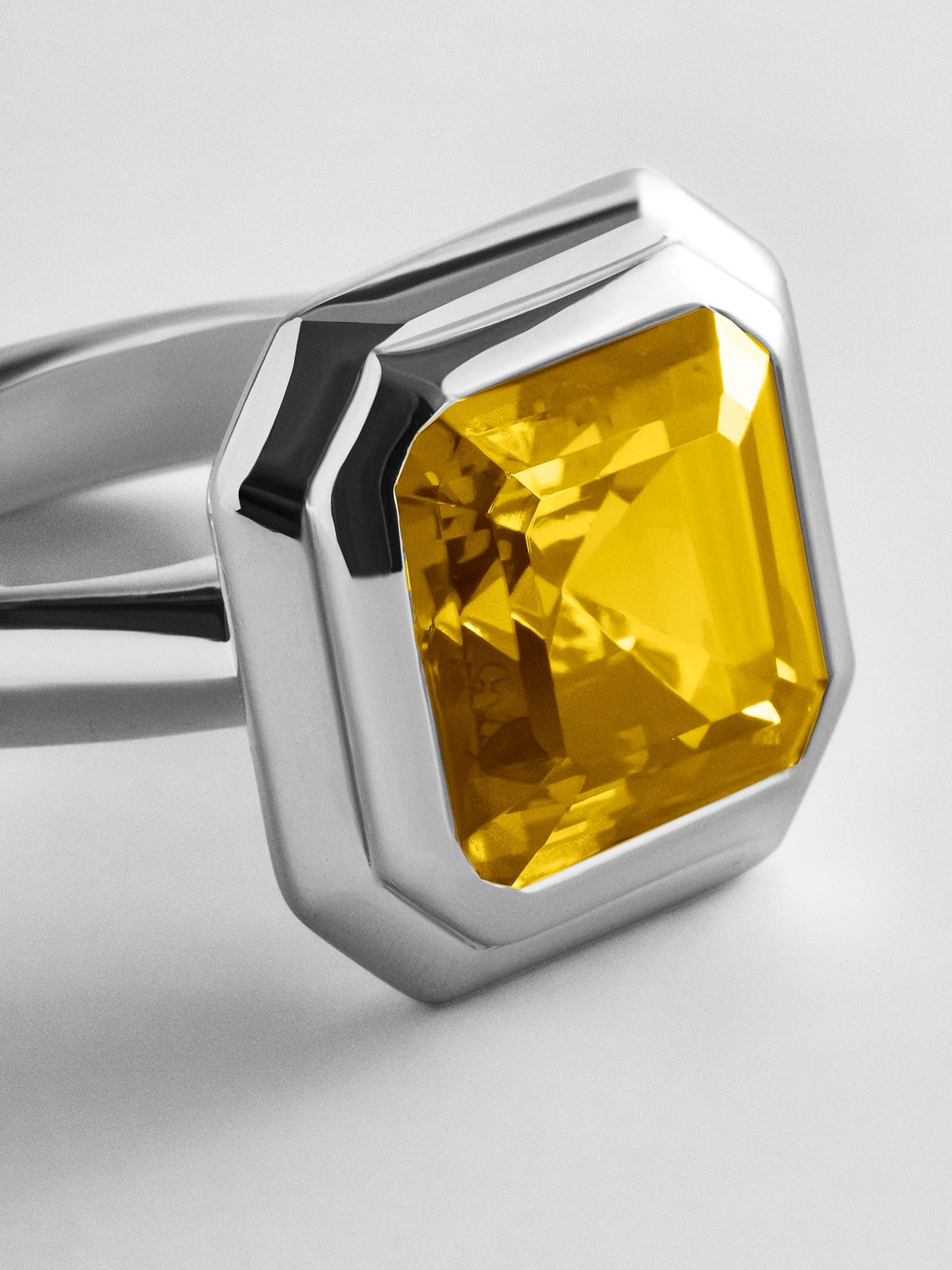 Silver Etched Bezel Custom Birthstone Ring - Topaz