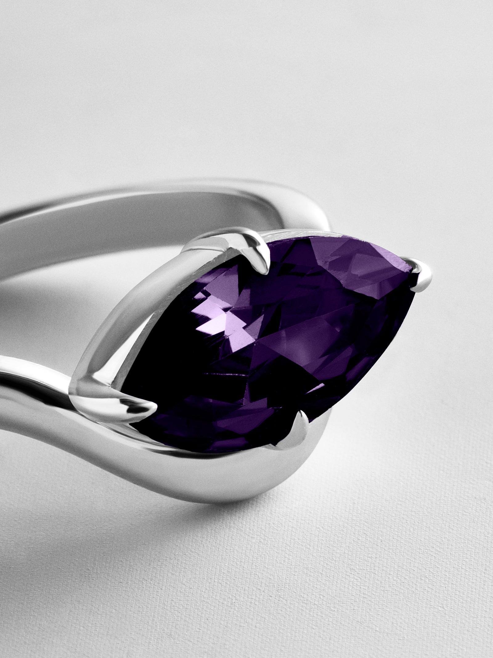 Wavy Custom Birthstone Ring - Silver