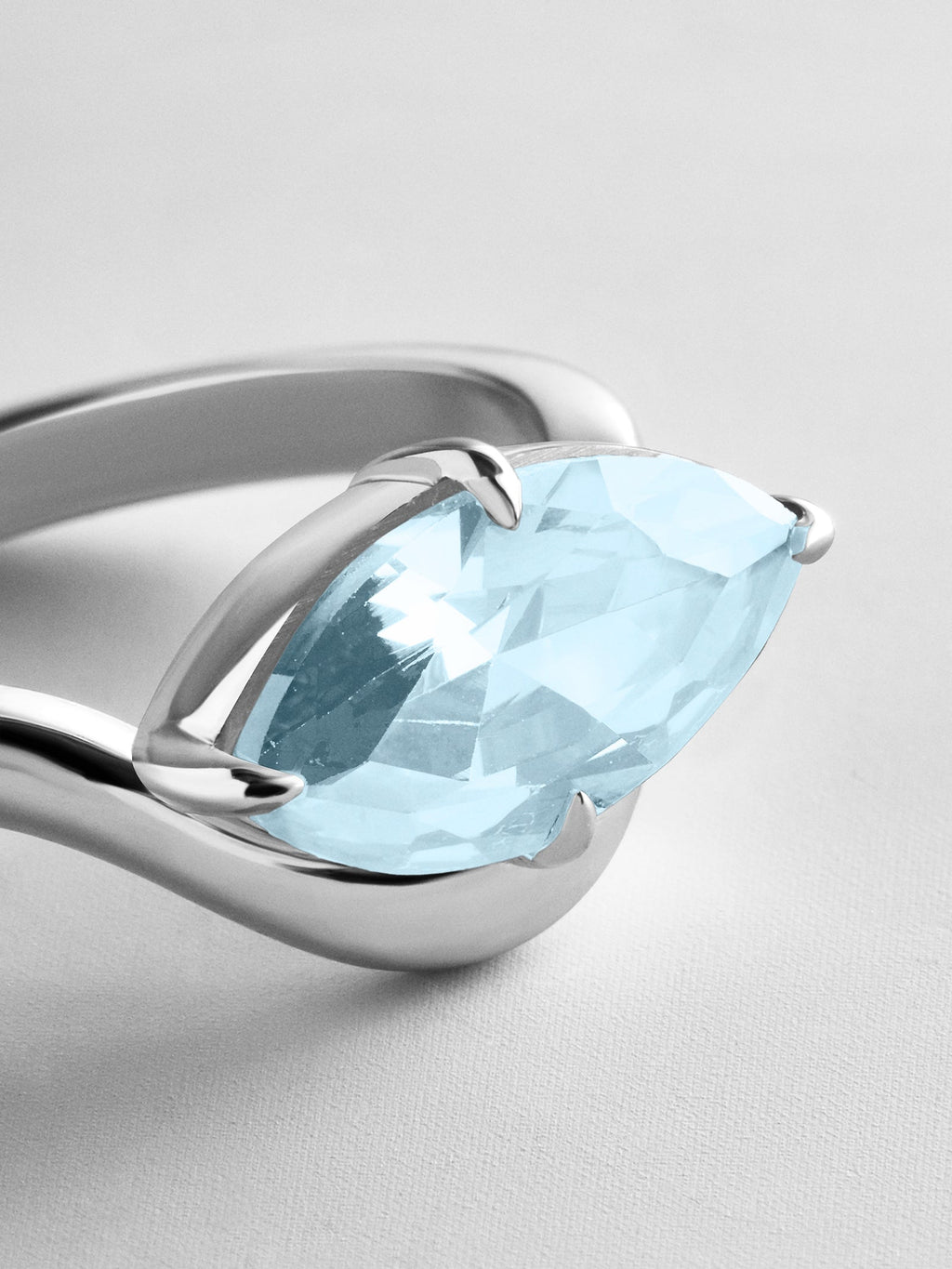 Wavy Custom Birthstone Ring - Silver