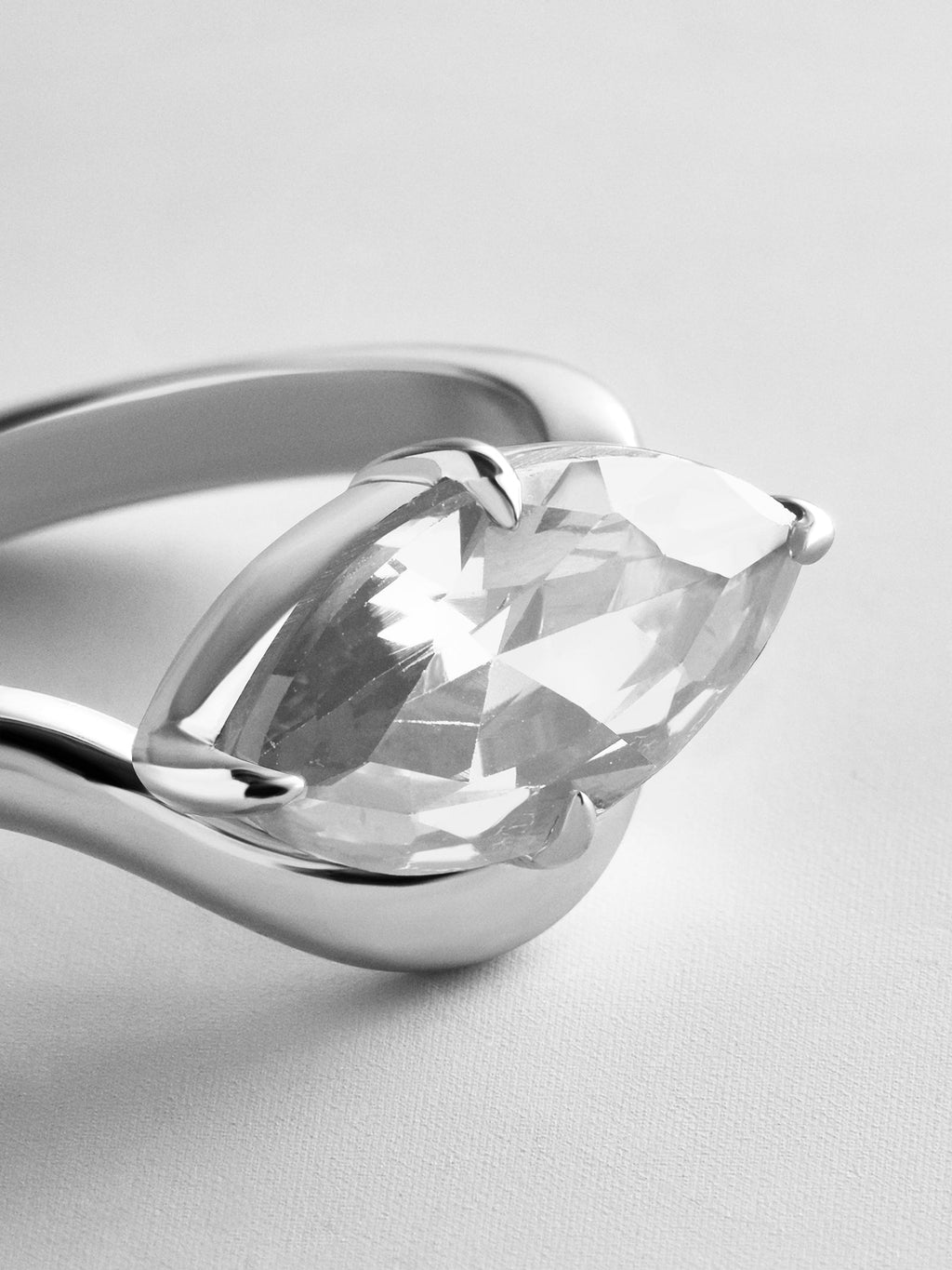 Wavy Custom Birthstone Ring - Silver