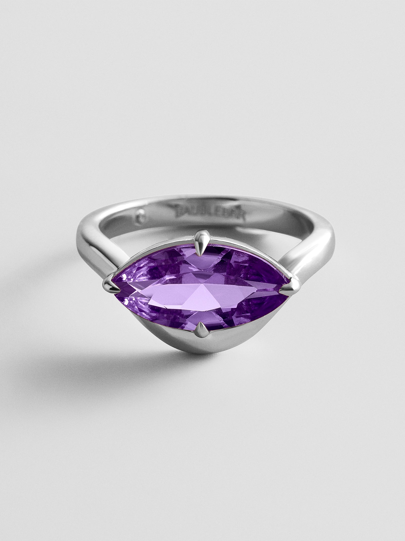 Wavy Custom Birthstone Ring - Silver