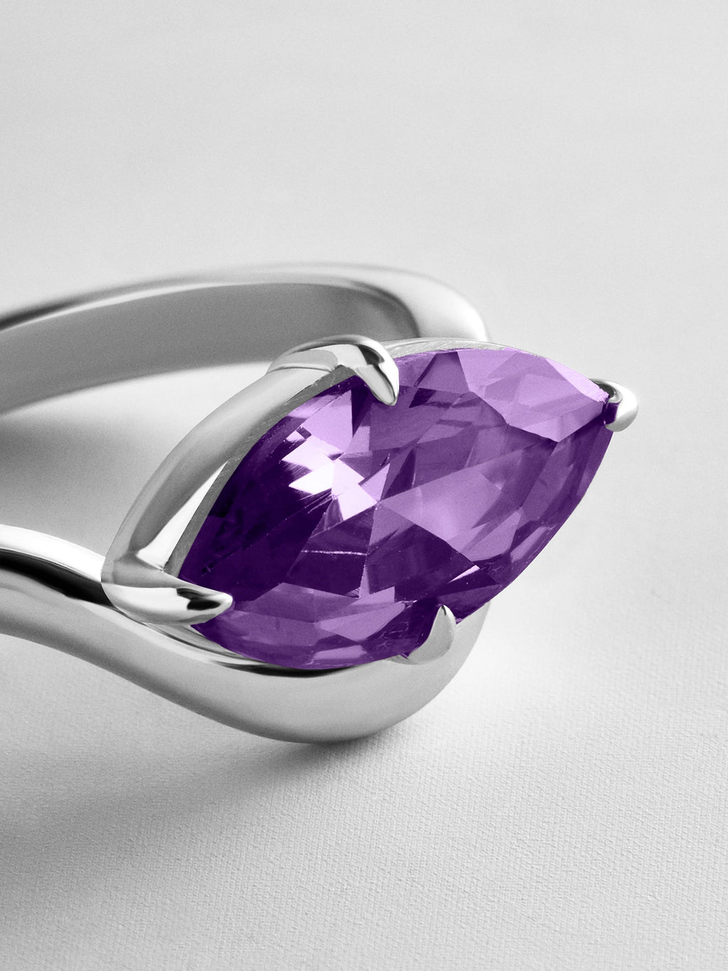 Wavy Custom Birthstone Ring - Silver