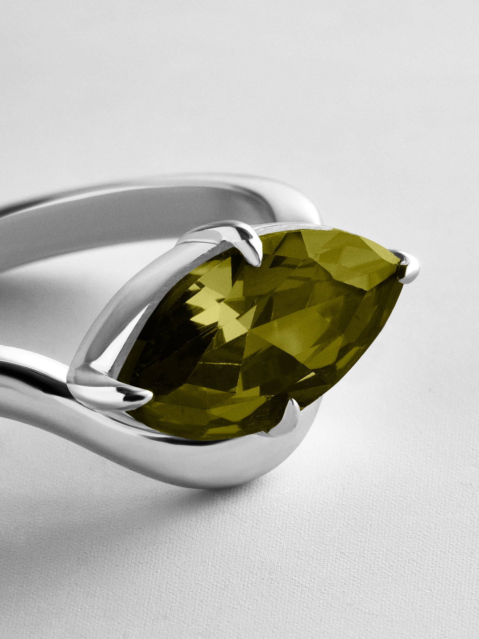 Wavy Custom Birthstone Ring - Silver