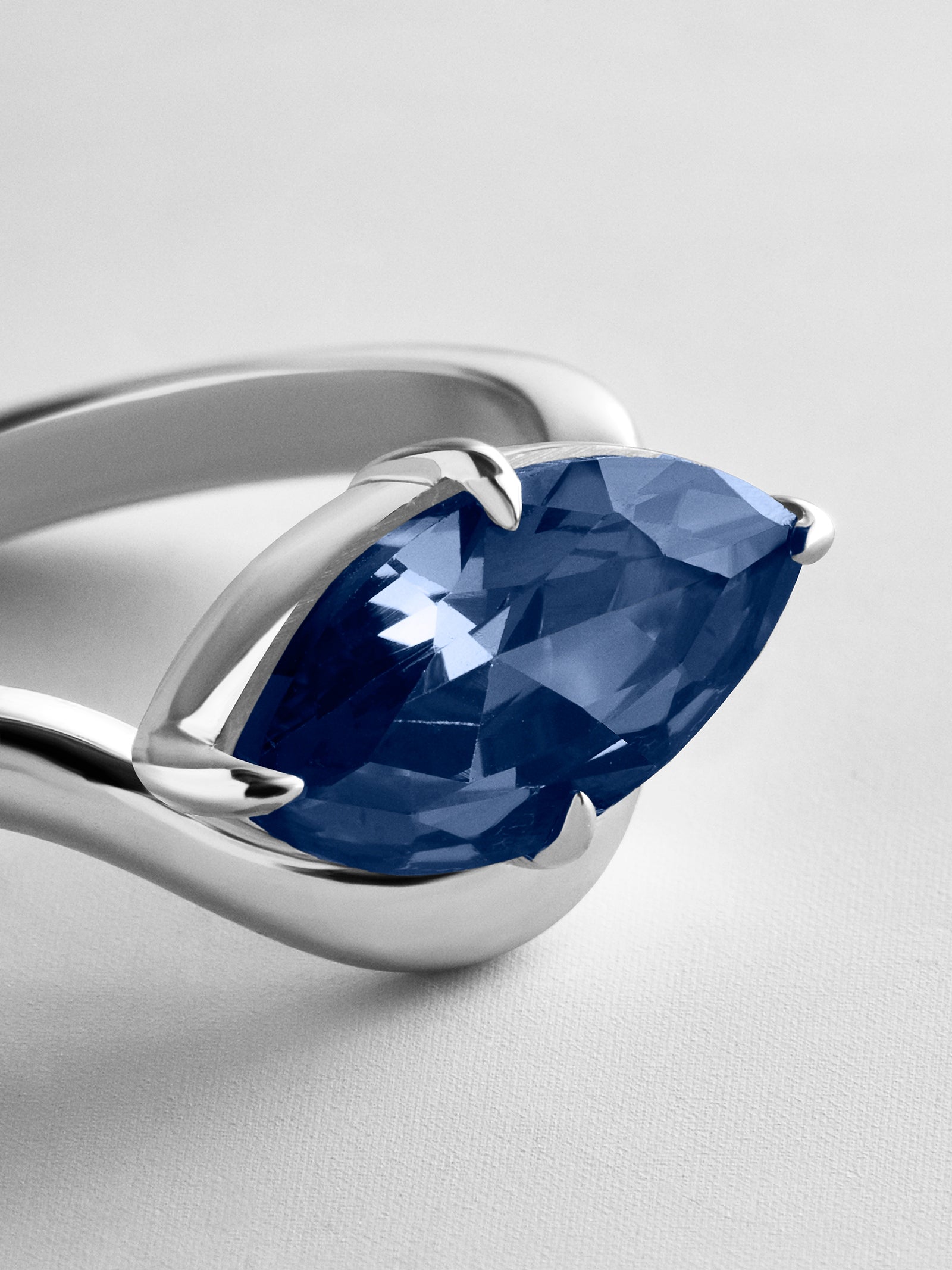 Wavy Custom Birthstone Ring - Silver