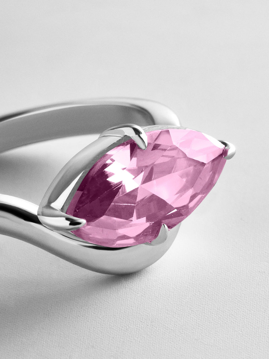 Wavy Custom Birthstone Ring - Silver