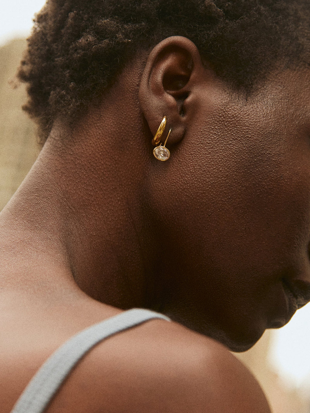 Fallon 14K Gold Bezel Earrings - Gold