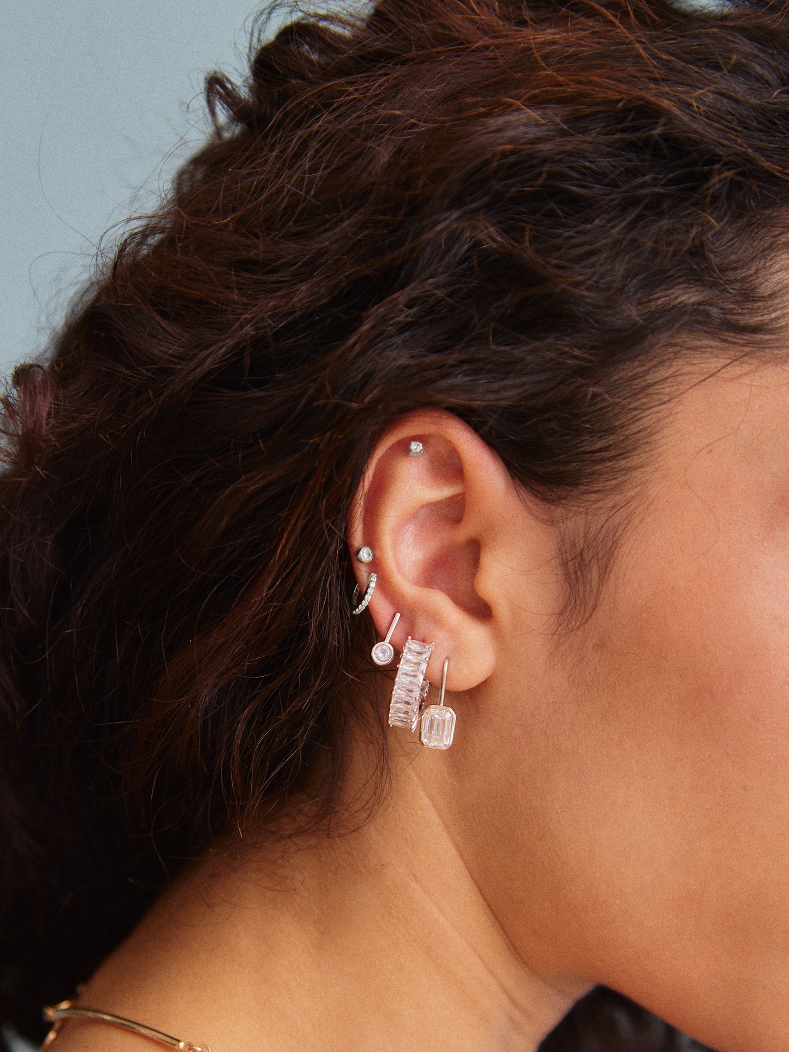 Fallon Sterling Silver Bezel Earrings - Silver