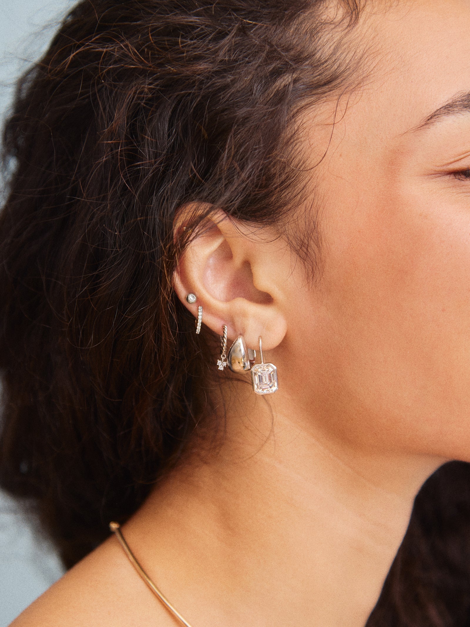 Fallon Sterling Silver Bezel Earrings - Silver