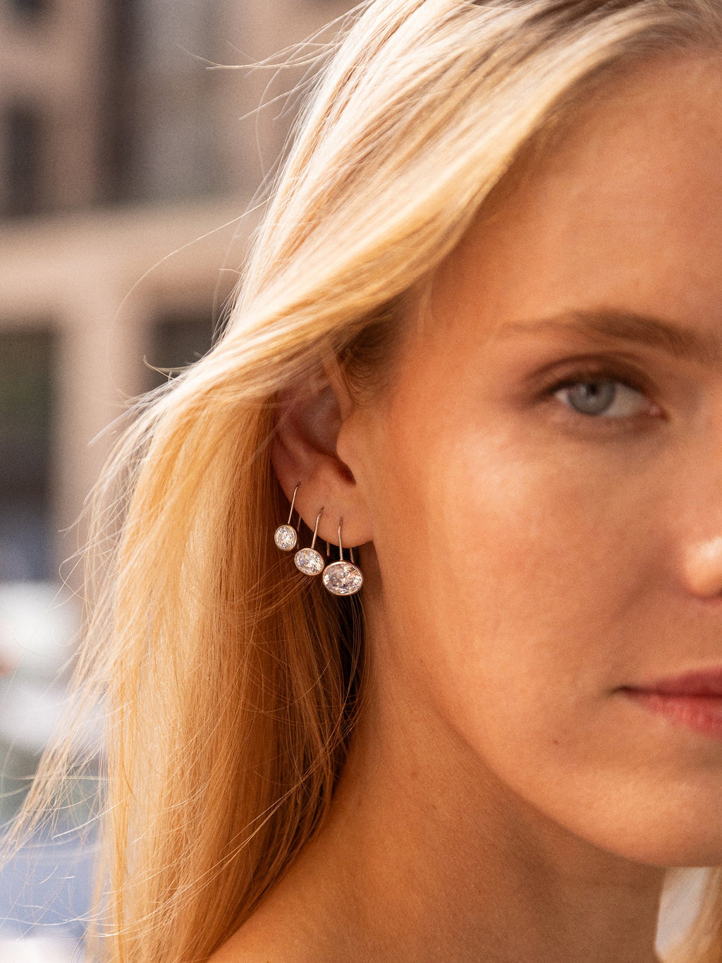 Fallon Sterling Silver Bezel Earrings - Silver