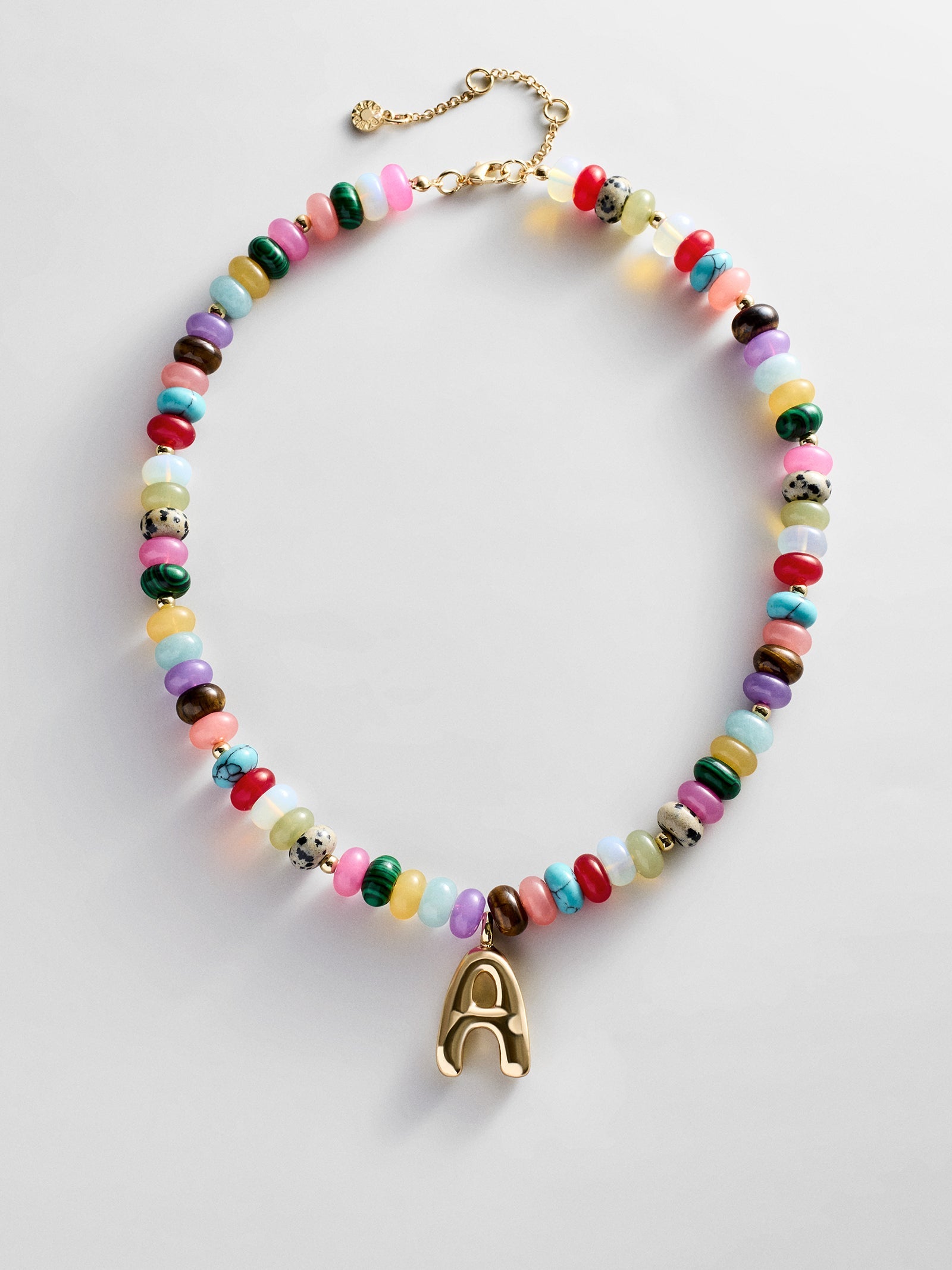 Semi-Precious Bubble Initial Necklace - Multi