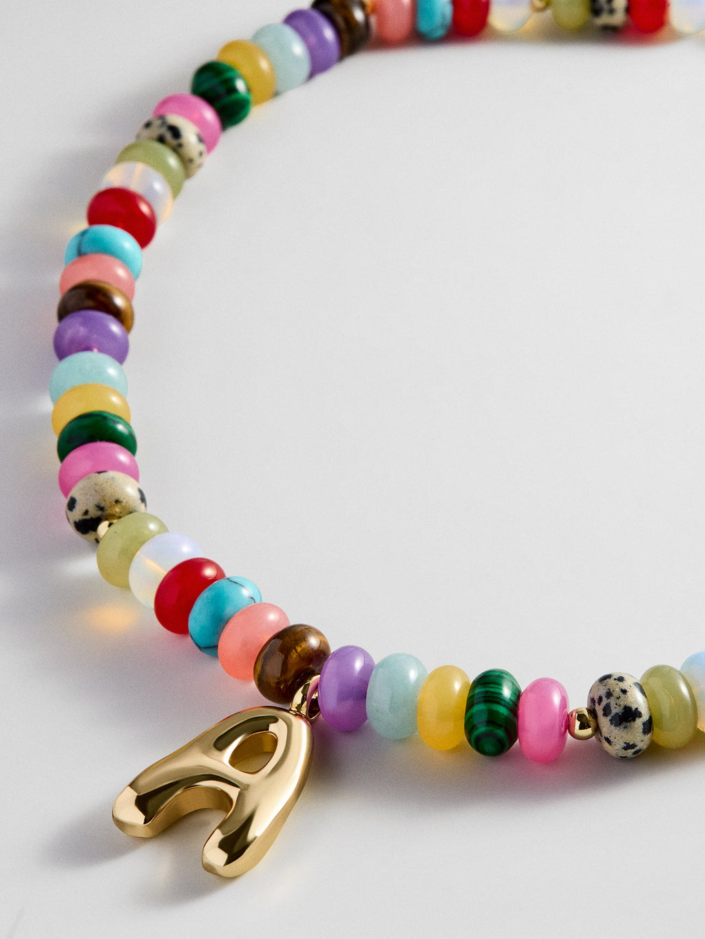 Semi-Precious Bubble Initial Necklace - Multi