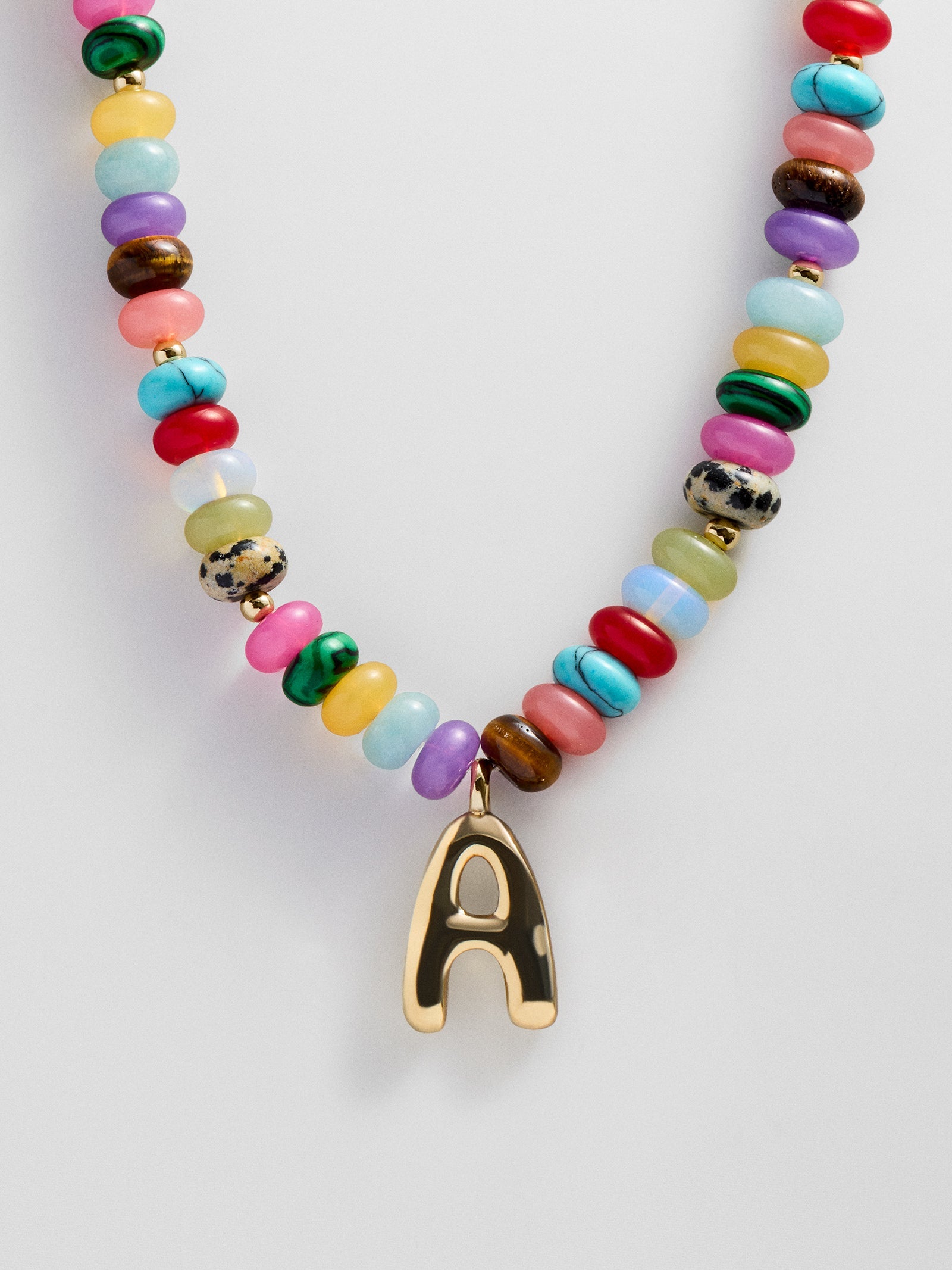 Semi-Precious Bubble Initial Necklace - Multi