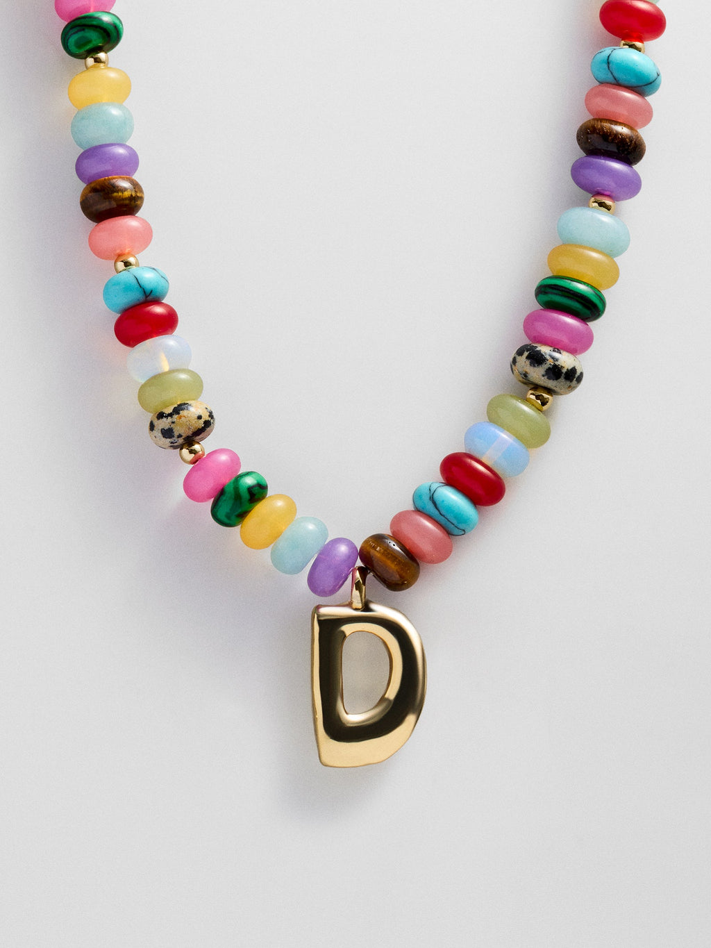 Semi-Precious Bubble Initial Necklace - Multi
