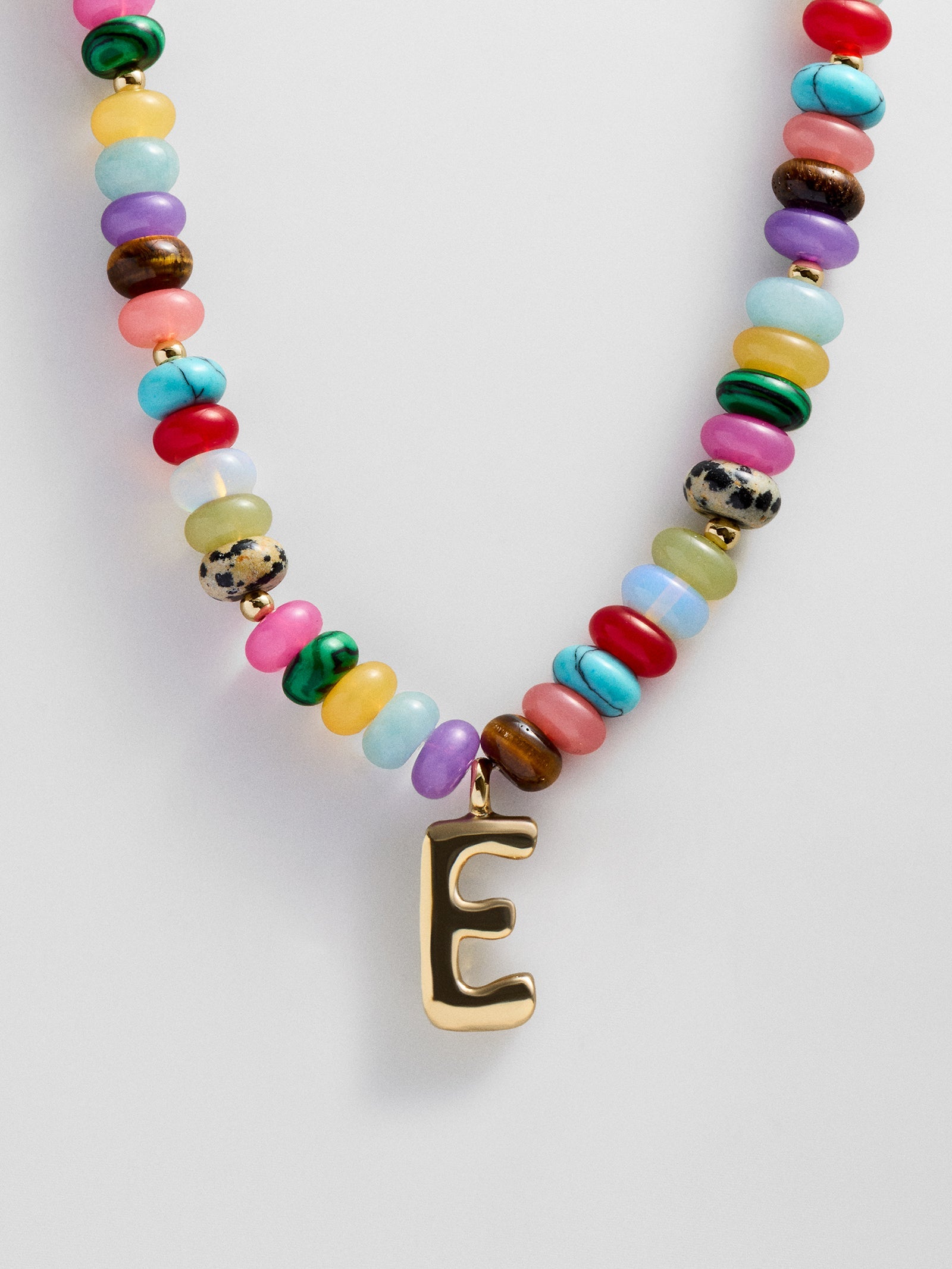 Semi-Precious Bubble Initial Necklace - Multi