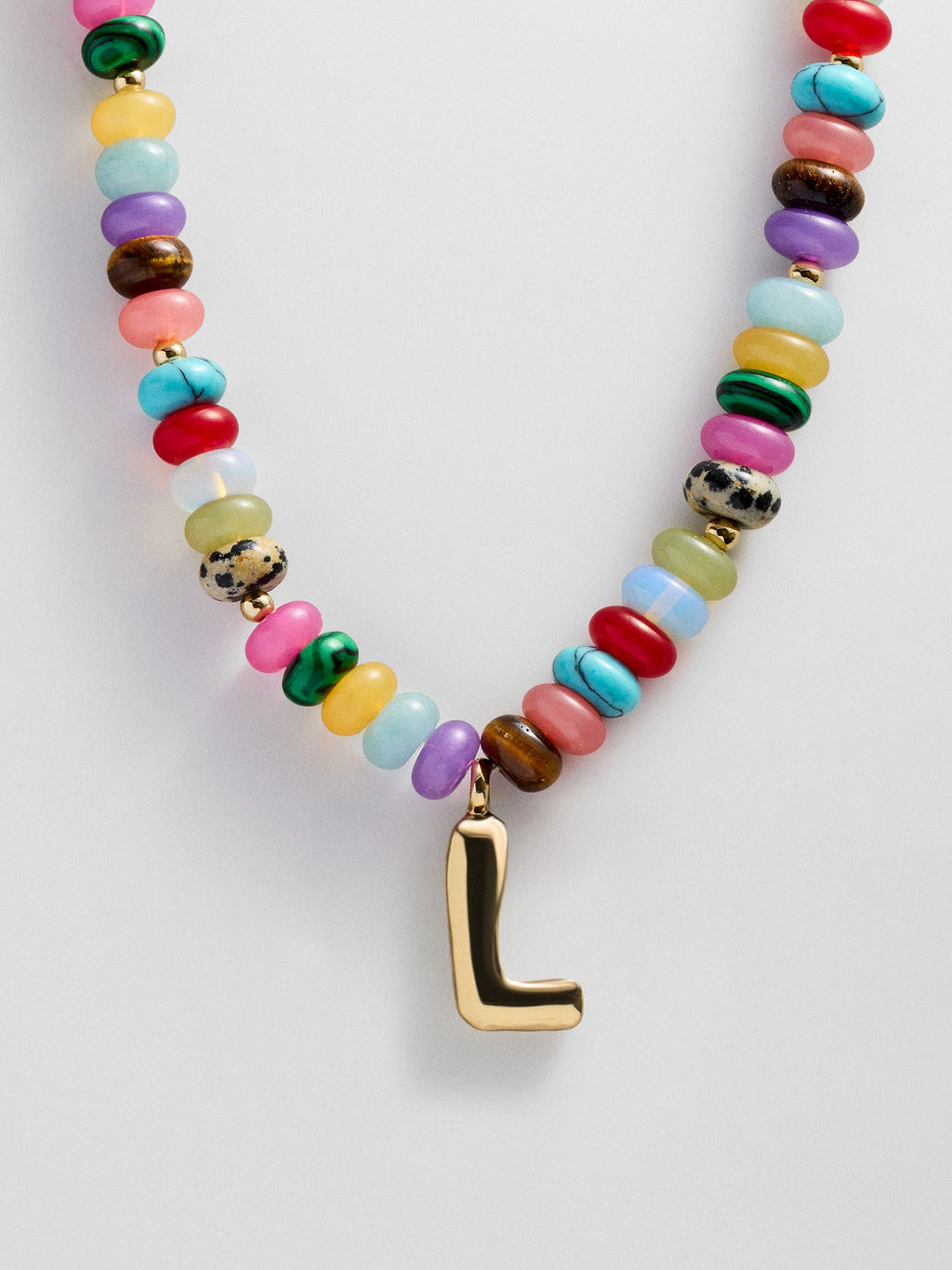 Semi-Precious Bubble Initial Necklace - Multi