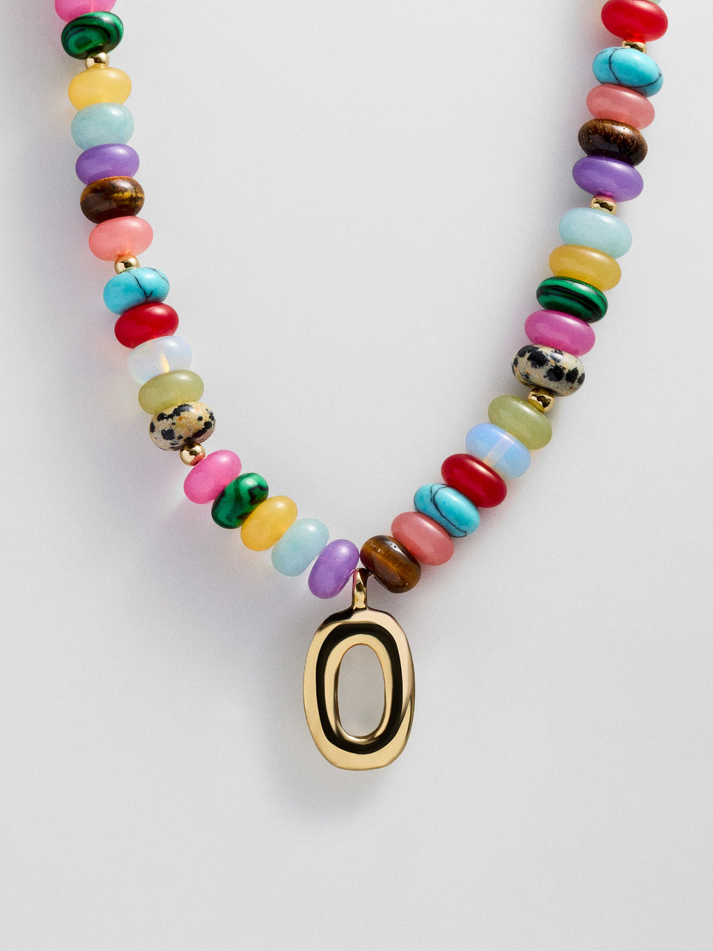 Semi-Precious Bubble Initial Necklace - Multi