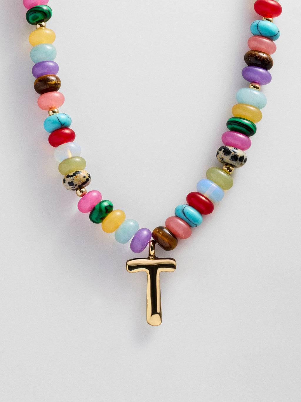 Semi-Precious Bubble Initial Necklace - Multi