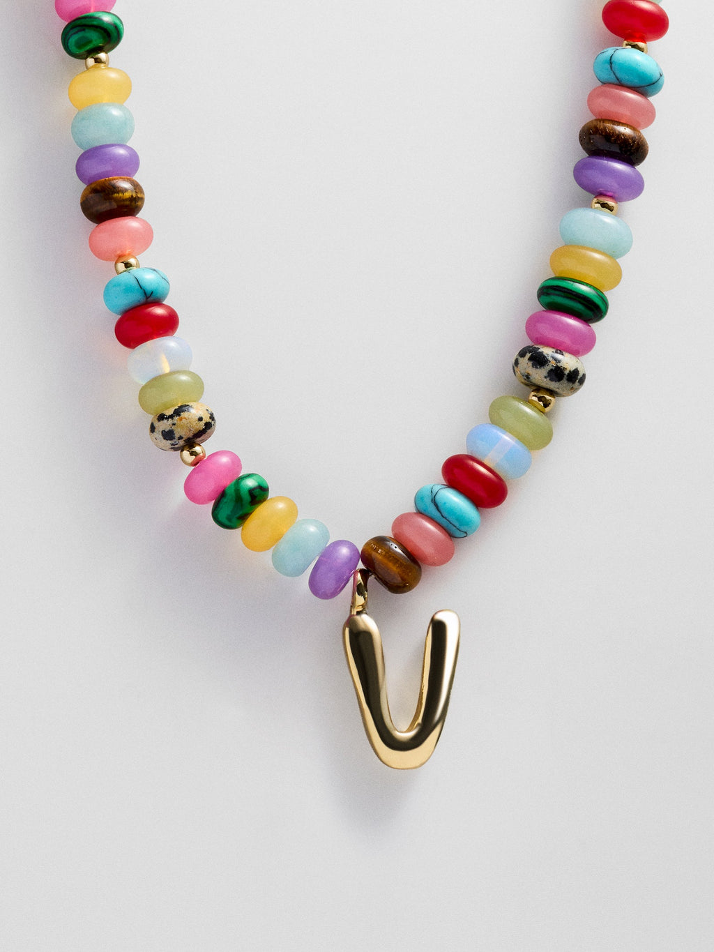 Semi-Precious Bubble Initial Necklace - Multi