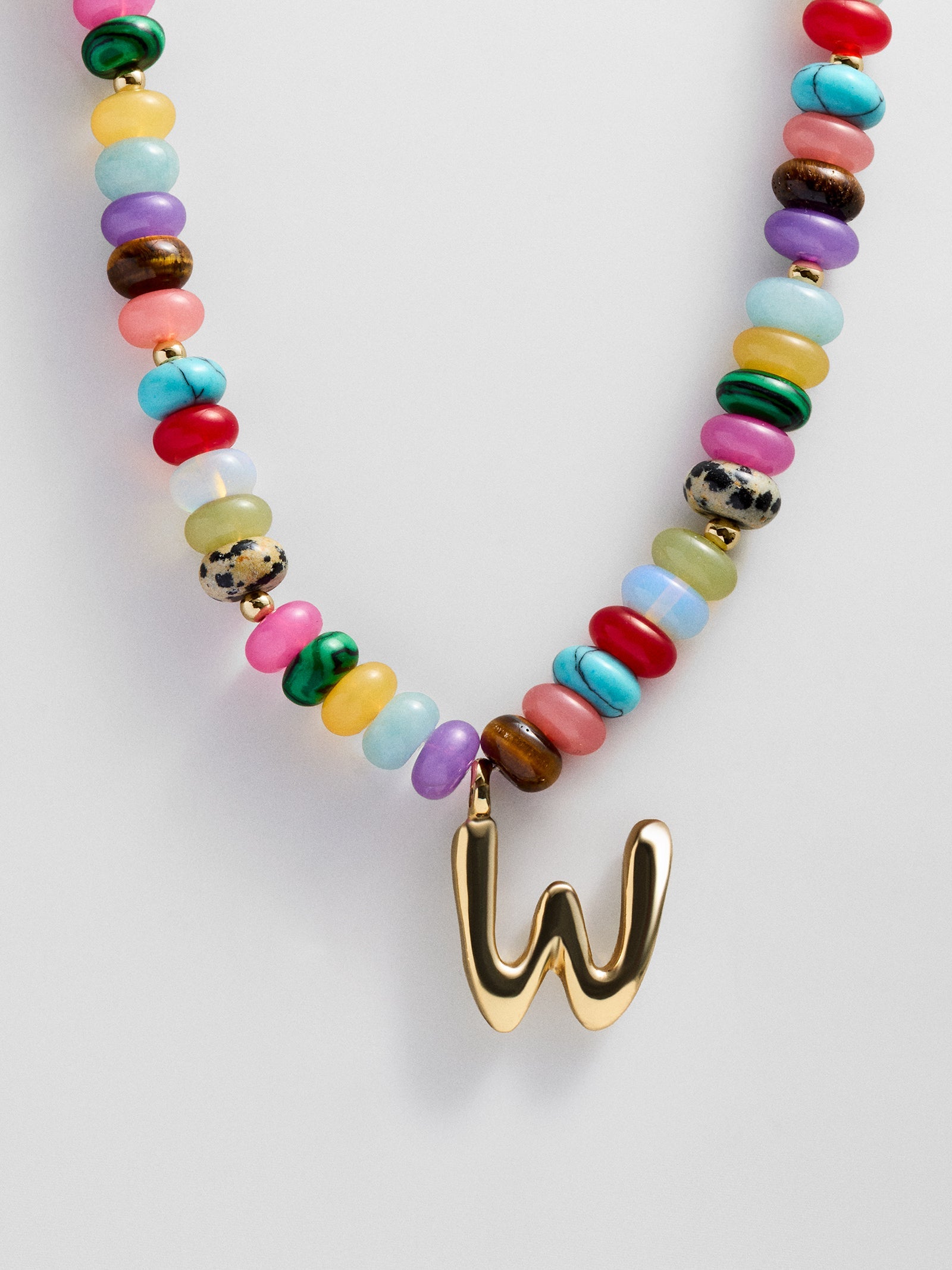 Semi-Precious Bubble Initial Necklace - Multi