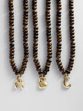 Semi-Precious Bubble Initial Necklace - Tiger's Eye