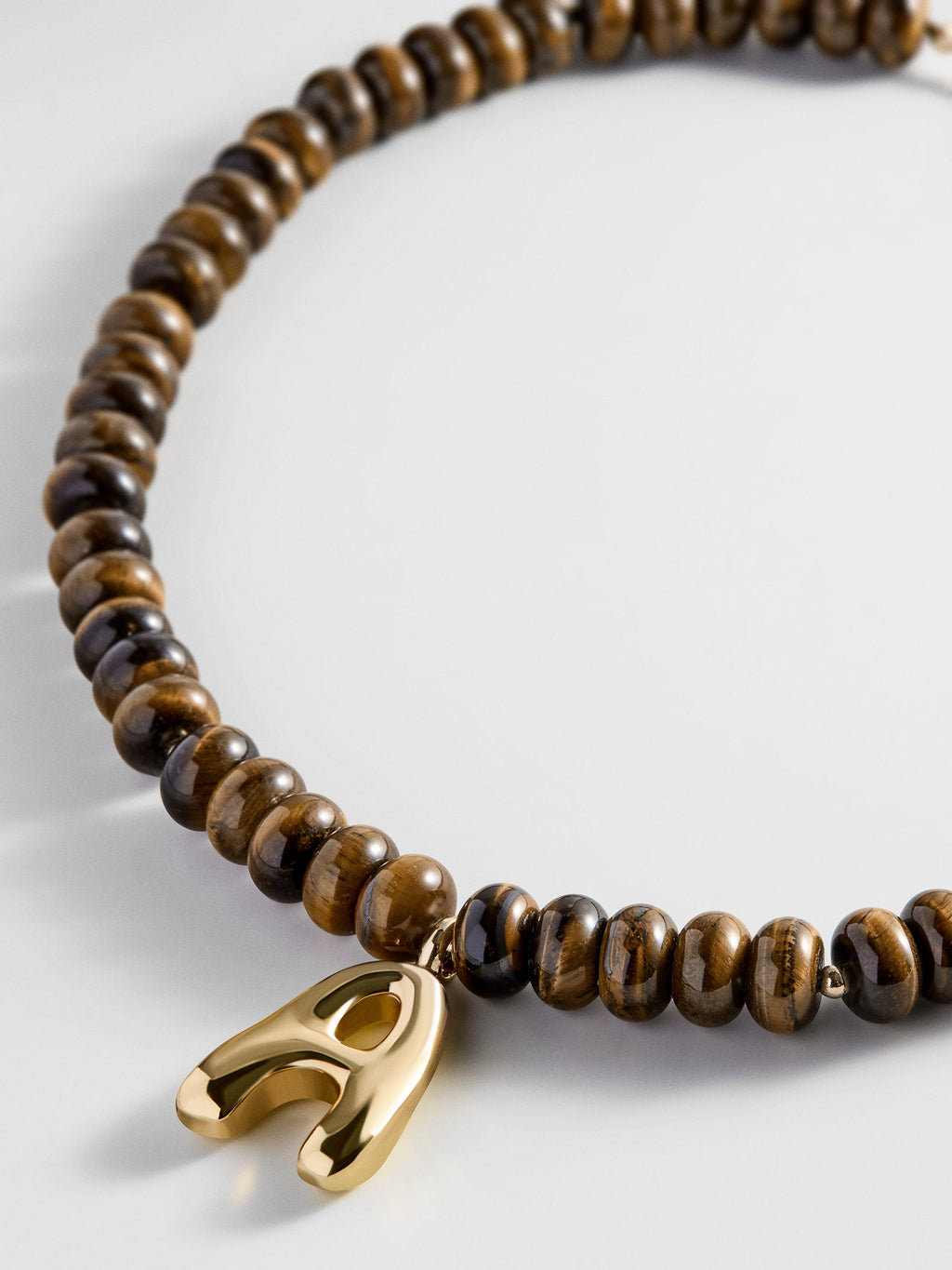 Semi-Precious Bubble Initial Necklace - Tiger's Eye