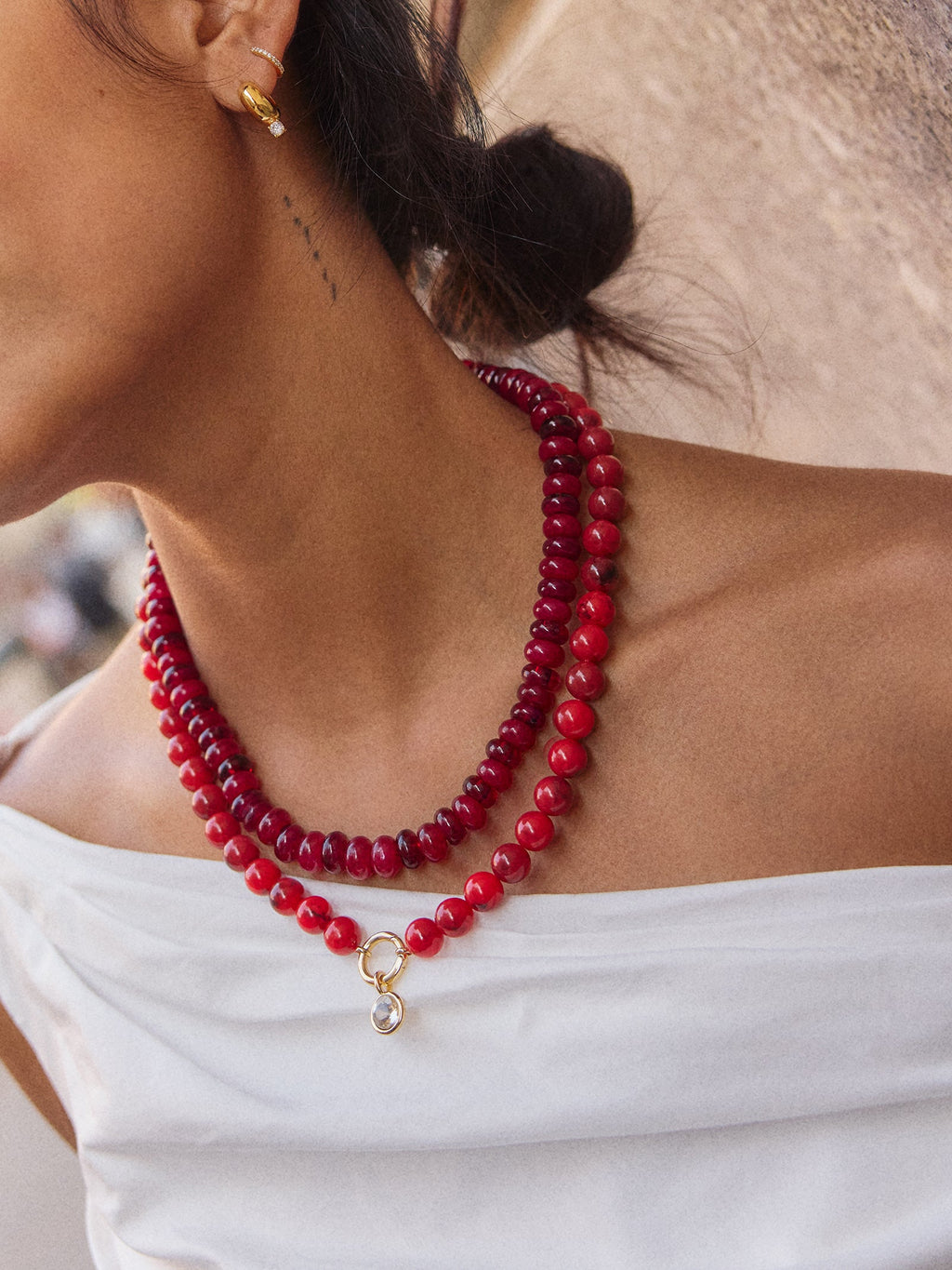Joyce Semi-Precious Beaded Necklace - Red Jasper