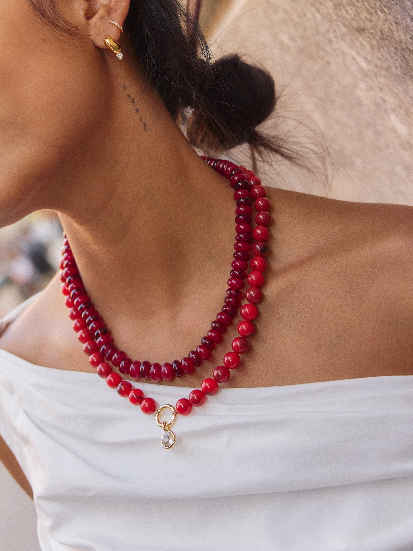 Joyce Semi-Precious Beaded Necklace - Red Jasper