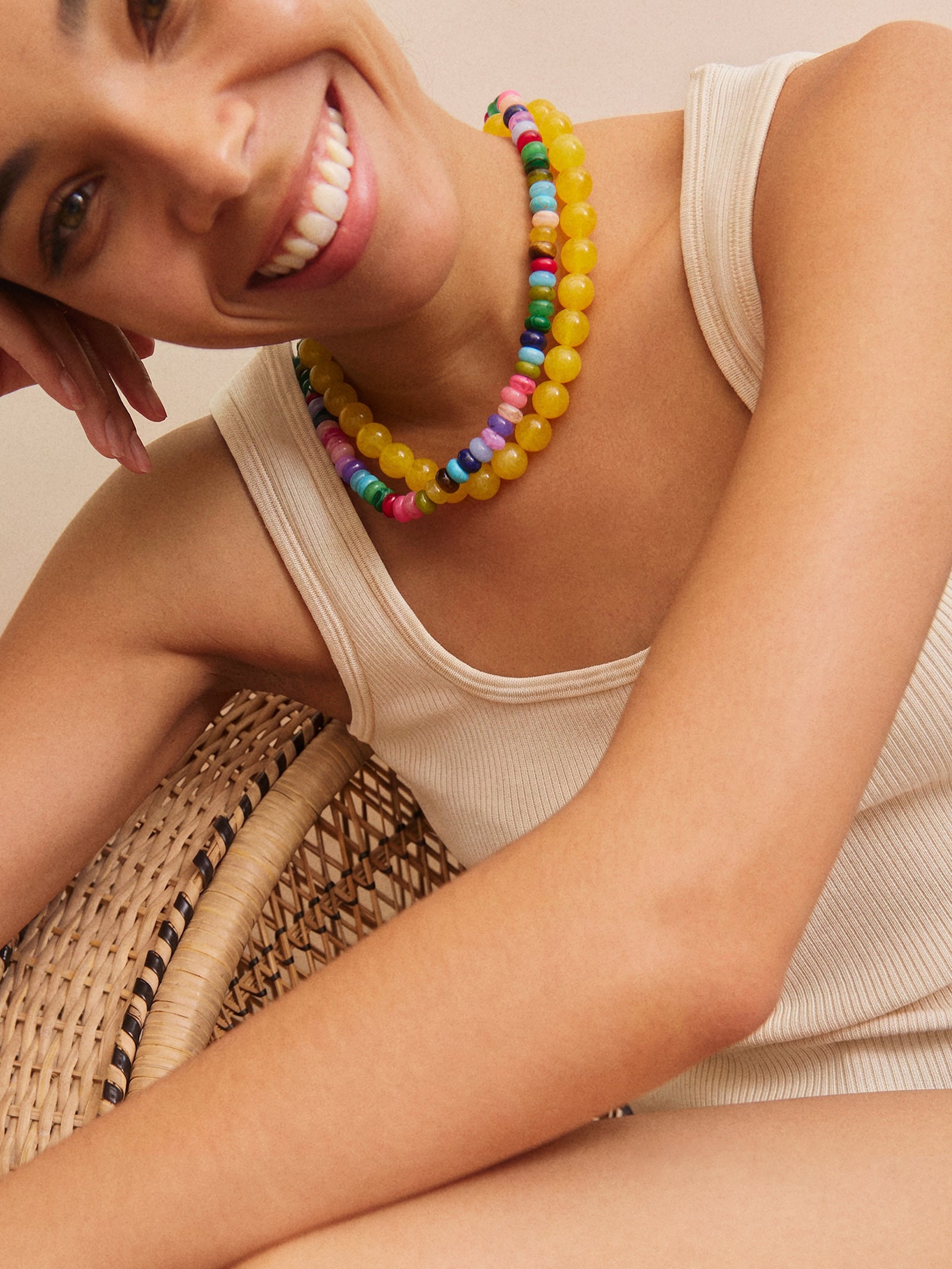 Joyce Semi-Precious Beaded Necklace - Multi Bead