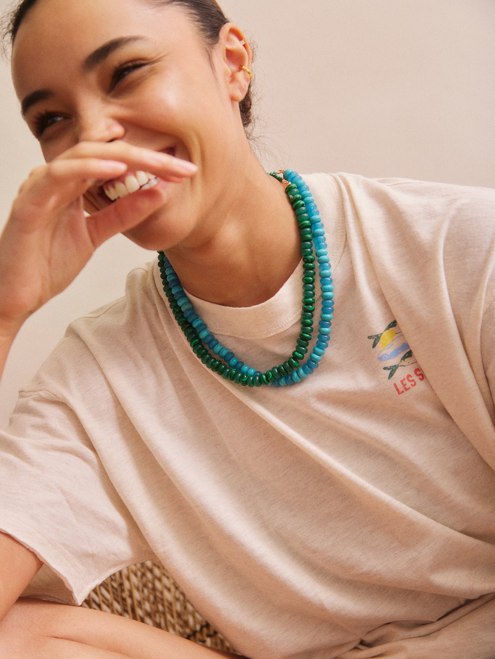 Joyce Semi-Precious Beaded Necklace - Turquoise Bead