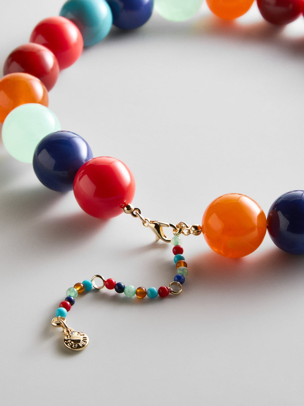 Jane Beaded Necklace - Red/Blue Multi
