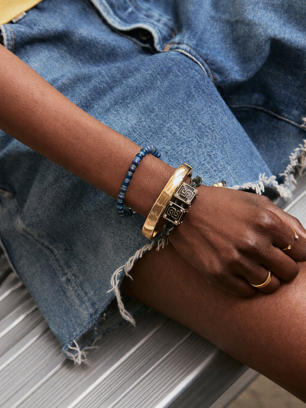 Block Party Varsity Number Custom Bracelet  - Onyx Double Digit