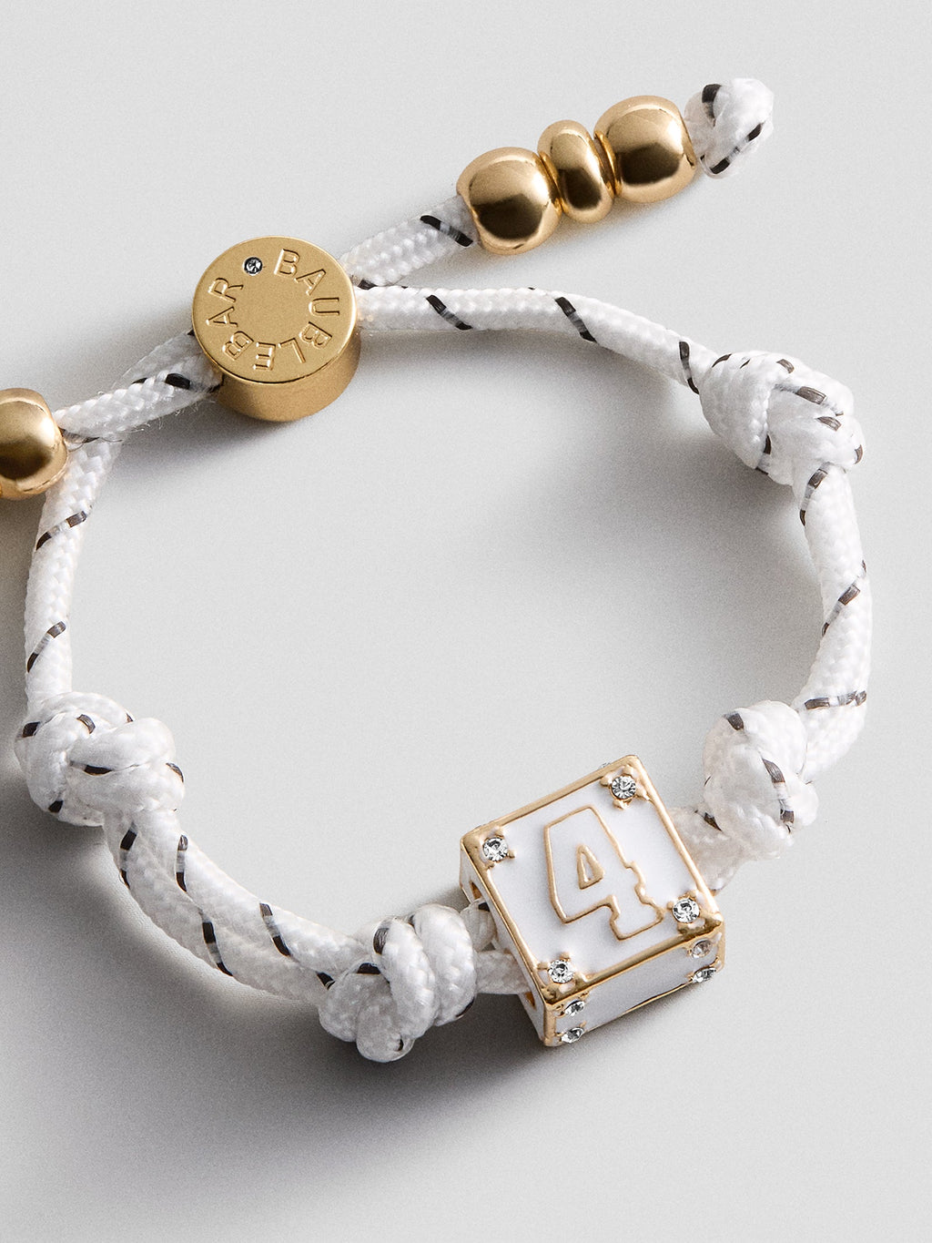 Block Party Varsity Number Custom Bracelet  - White Single Digit