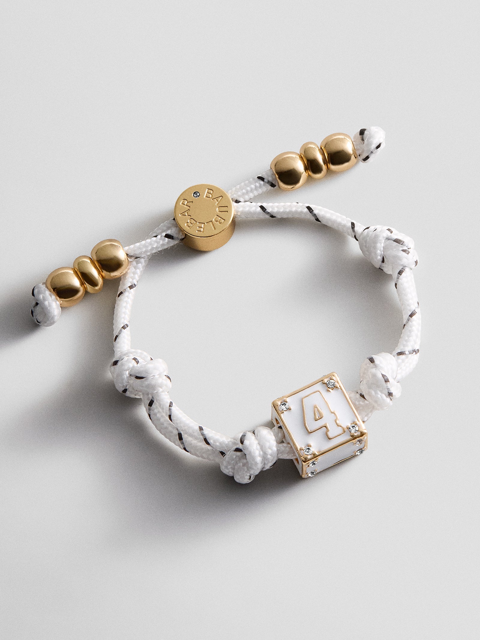 Block Party Varsity Number Custom Bracelet  - White Single Digit