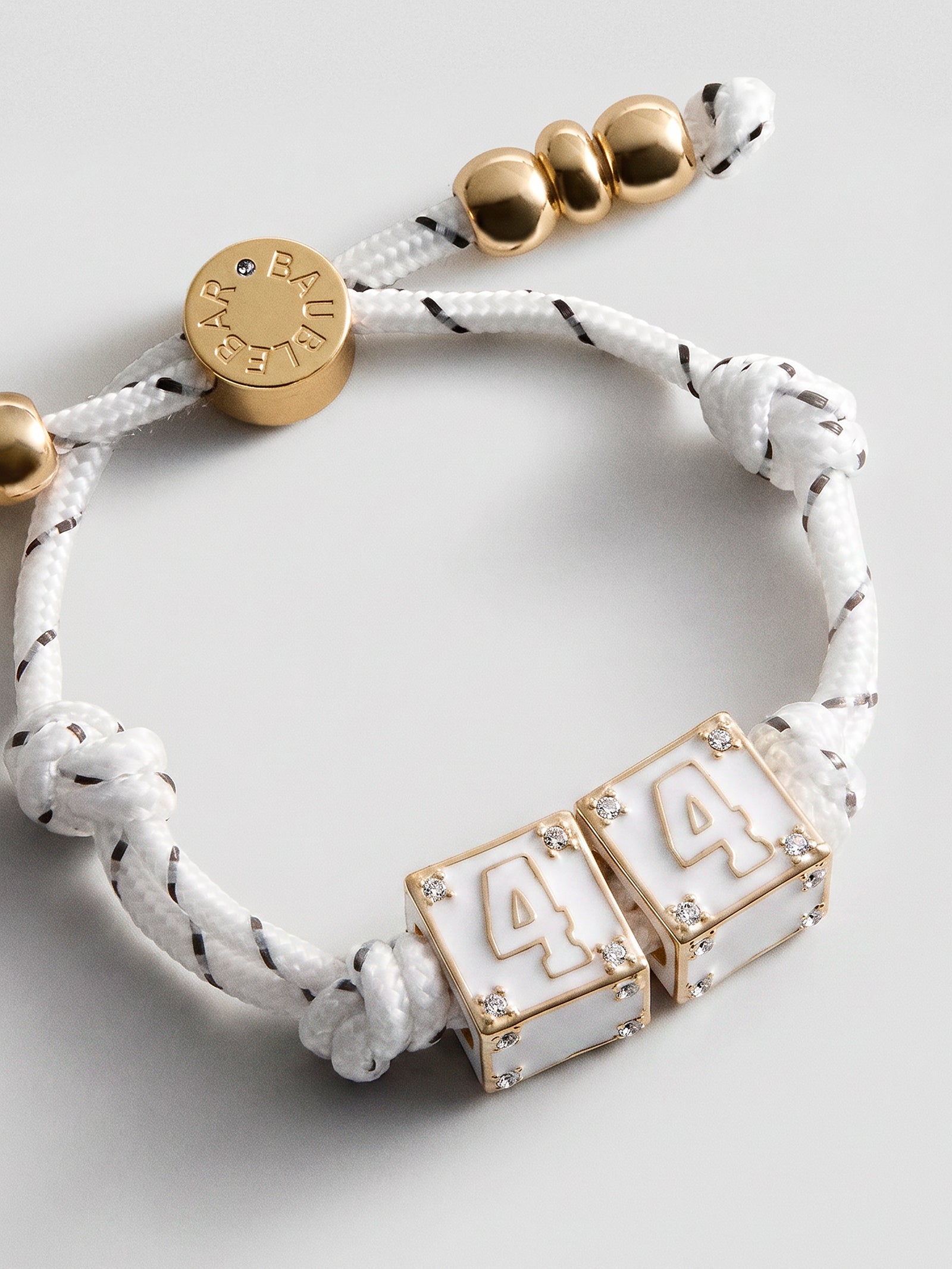 Block Party Varsity Number Custom Bracelet  - White Double Digit