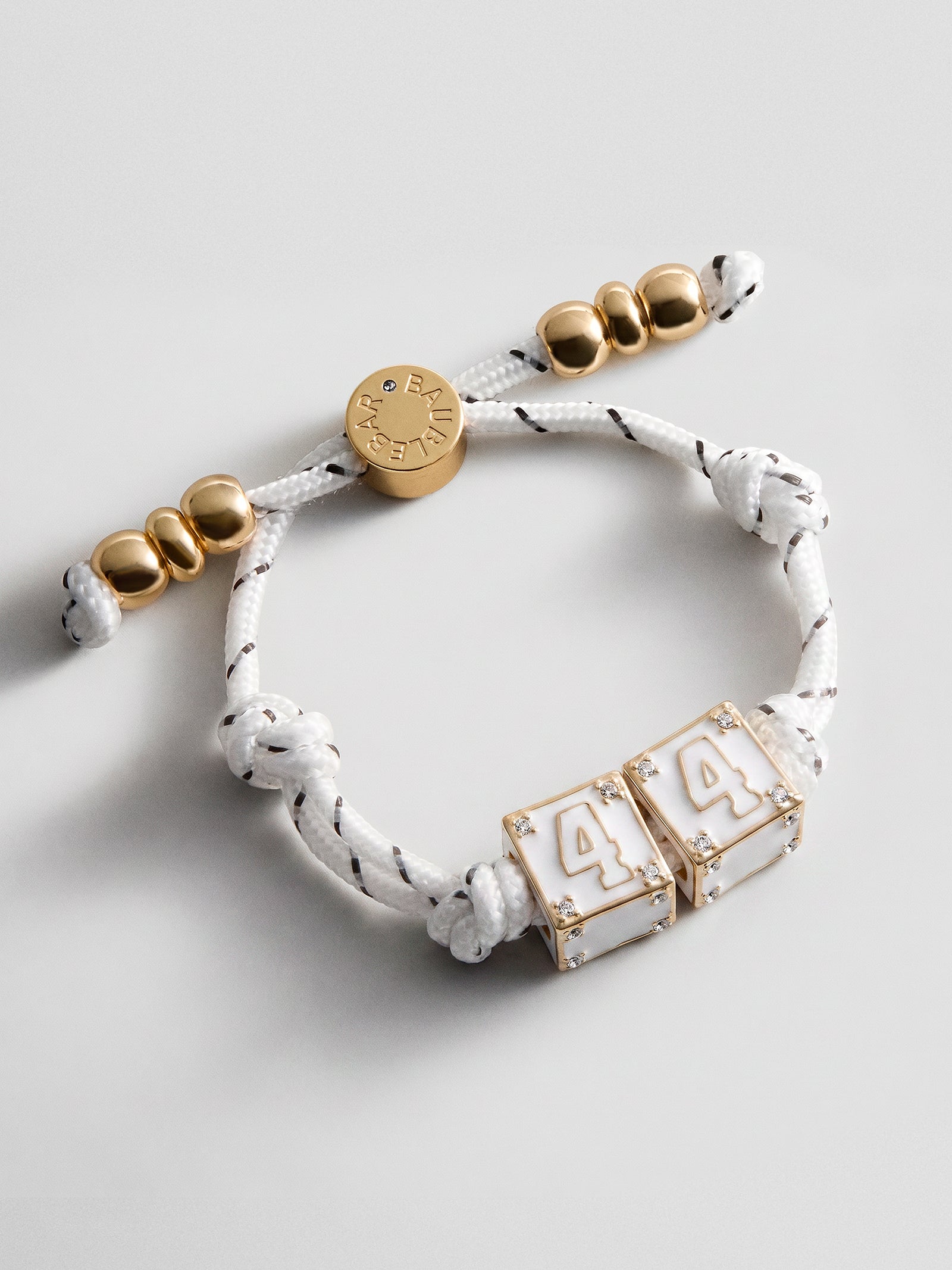 Block Party Varsity Number Custom Bracelet  - White Double Digit