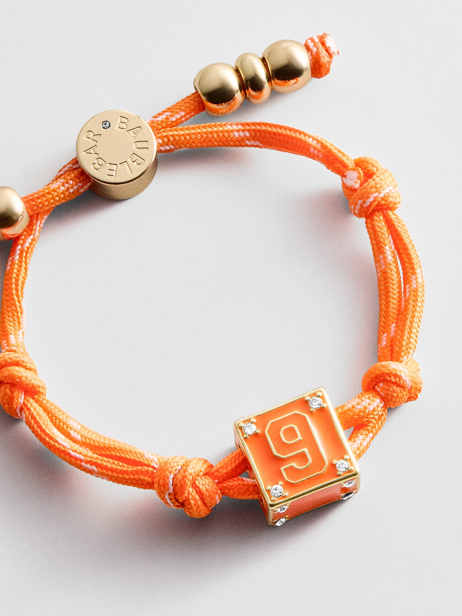 Block Party Varsity Number Custom Bracelet  - Tangerine Single Digit