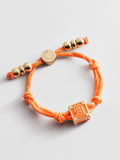 Block Party Varsity Number Custom Bracelet  - Tangerine Single Digit