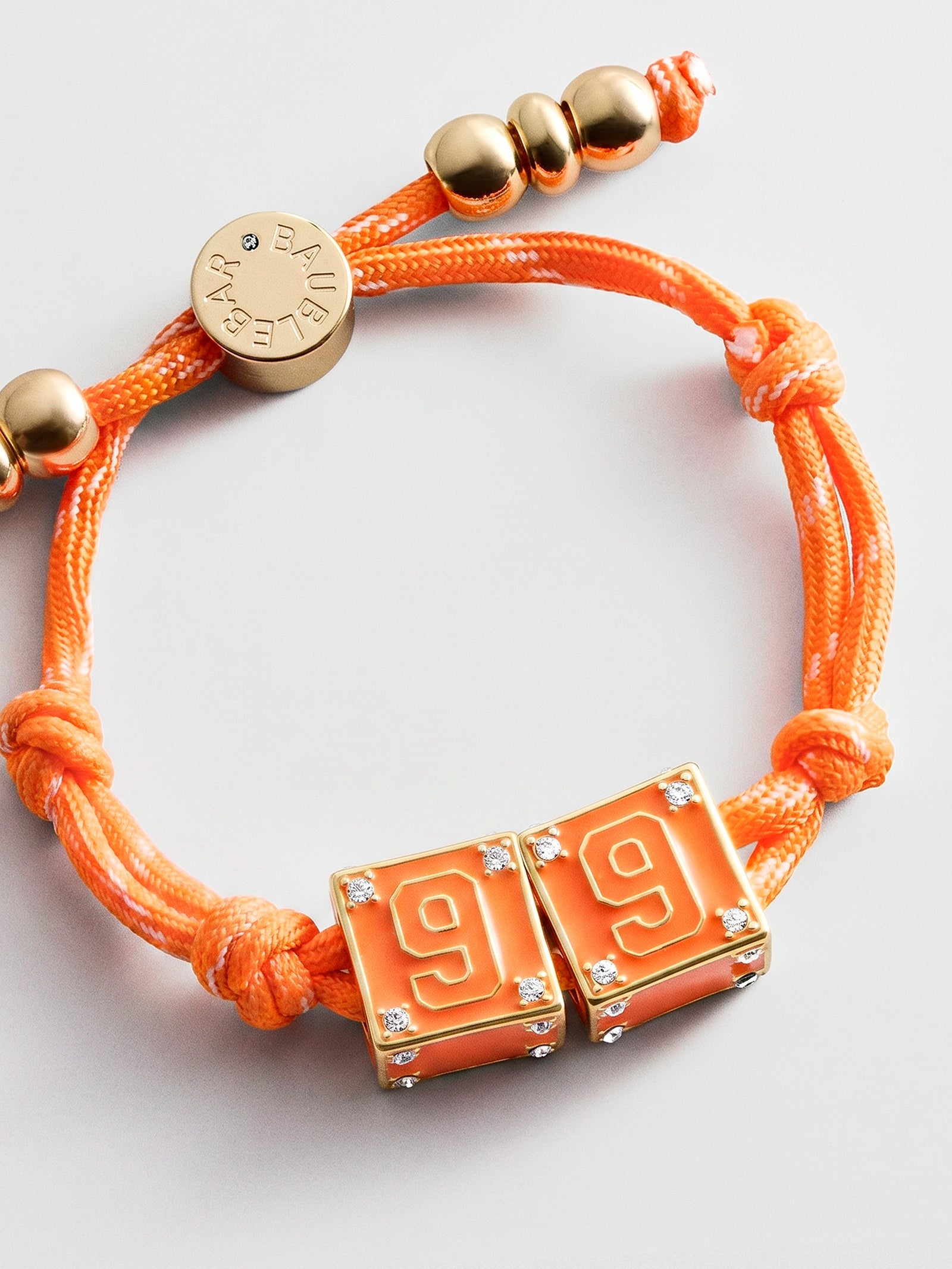Block Party Varsity Number Custom Bracelet  - Tangerine Double Digit