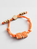 Block Party Varsity Number Custom Bracelet  - Tangerine Double Digit
