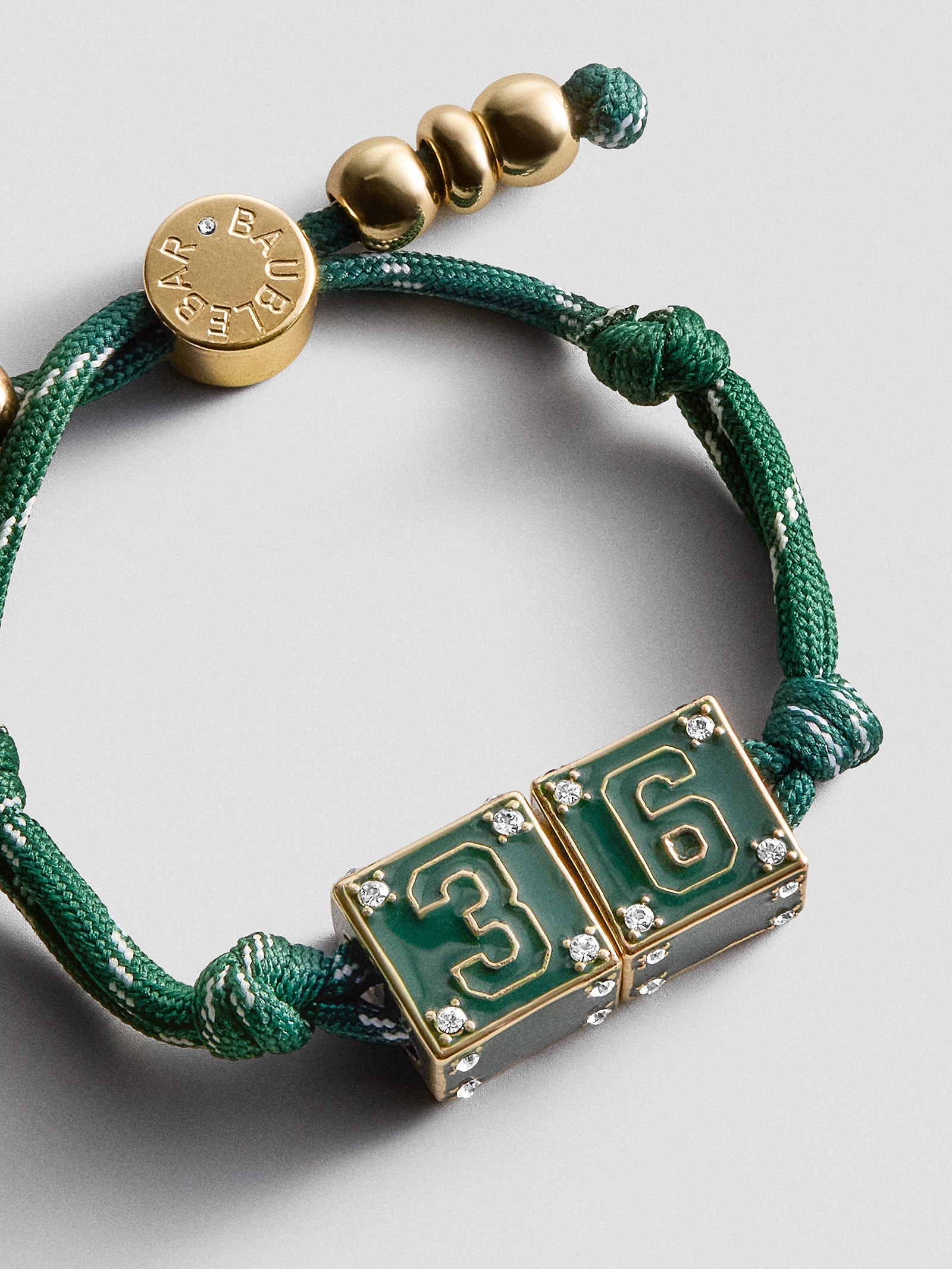 Block Party Varsity Number Custom Bracelet  - Dark Green Double Digit